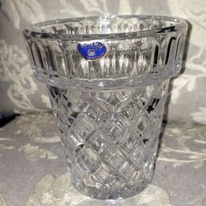 VTG Bohemia Flower Pot Planter Lattice Lead Crystal Czech Republic Glass